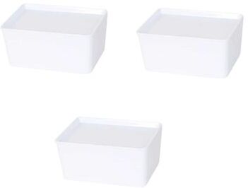 YBM Home Plastic Storage White Organizing Bin with Lid, with Handle