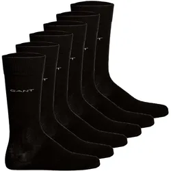 GANT Herren Socken, 6er Pack - Soft Cotton Socks, Strümpfe, einfarbig Schwarz / 43-45