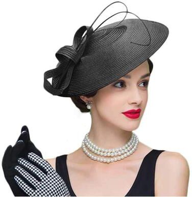 Daily Deals Depot Elegant Kentucky Derby Hat Wide Brim Fascinator For Weddings, Tea Parties & Special Occasions black