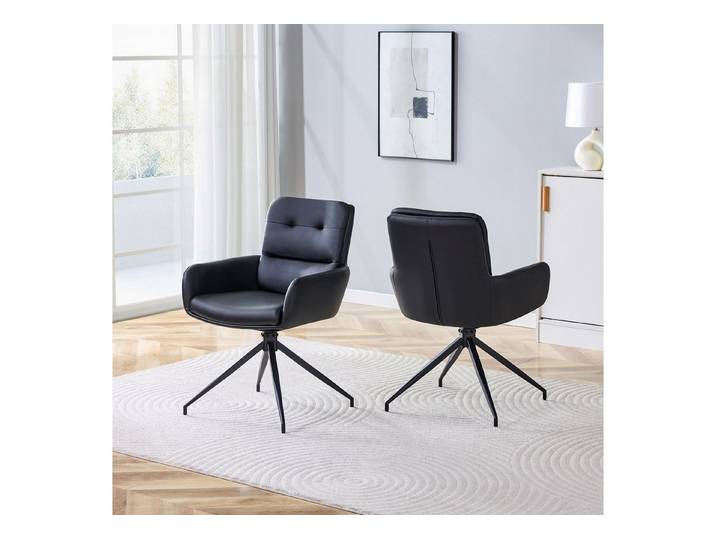 CASSILANDO Esszimmerstuhl leichten Luxus-Design PU-Beschichtung schwarze Metallbeine