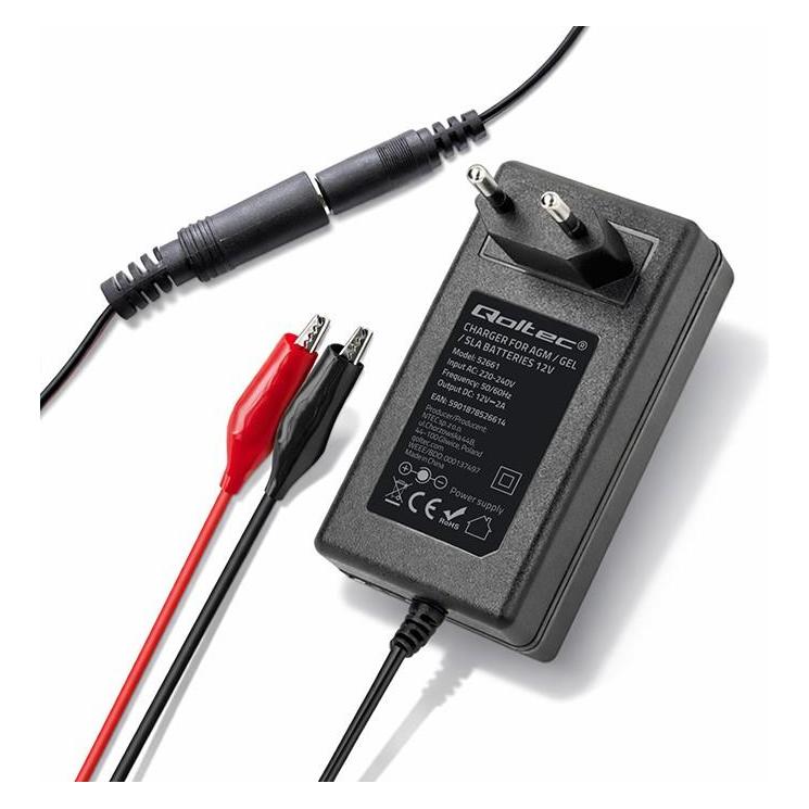 Qoltec Ładowarka Ładowarka do akumulatora 12V | 2A | 24W (2 A, 12V) (52661)