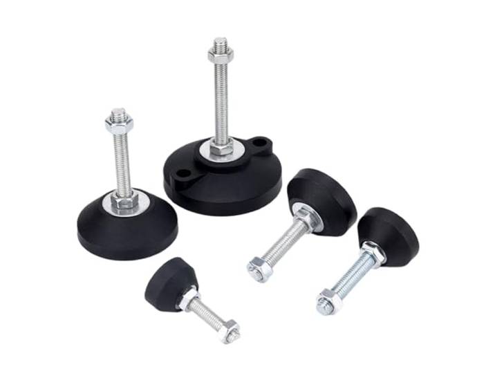 Qvorlth Verstellbare Drehbank D50, D60, D80, D100, Möbel-Nivellierfüße, M8, M10-M24, Schraubbein, Drehfuß, Gelenk-Drehbeine, Gleitpolster für Tische, Schränke, 4 Stück