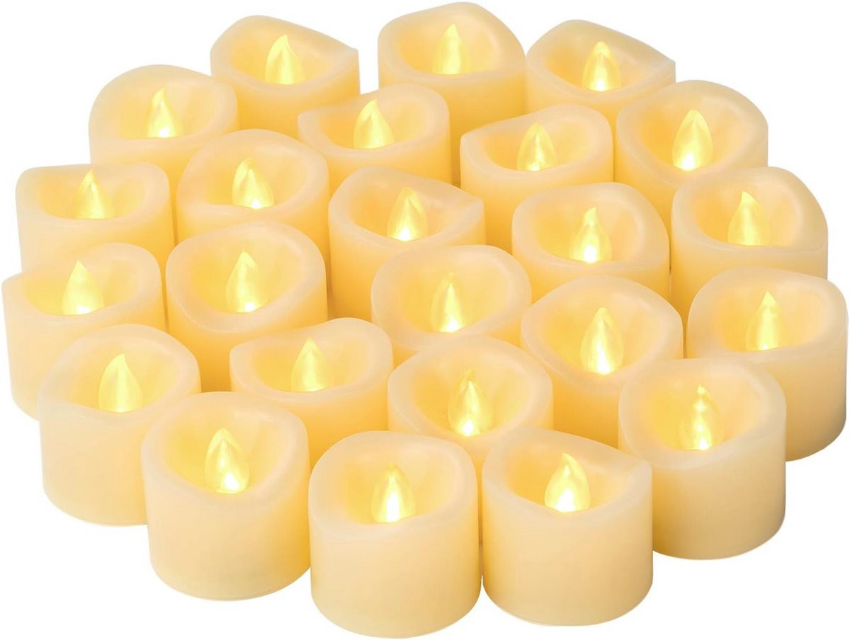 Set van 24 vlamloze flikkerende LED theelichtjes voor decoratie
