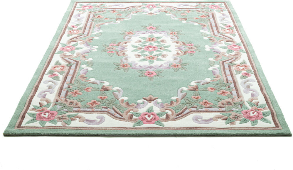 Fleur De Lis Living Ming Hand Tufted Green Rug Green Rectangle 160 x 230cm