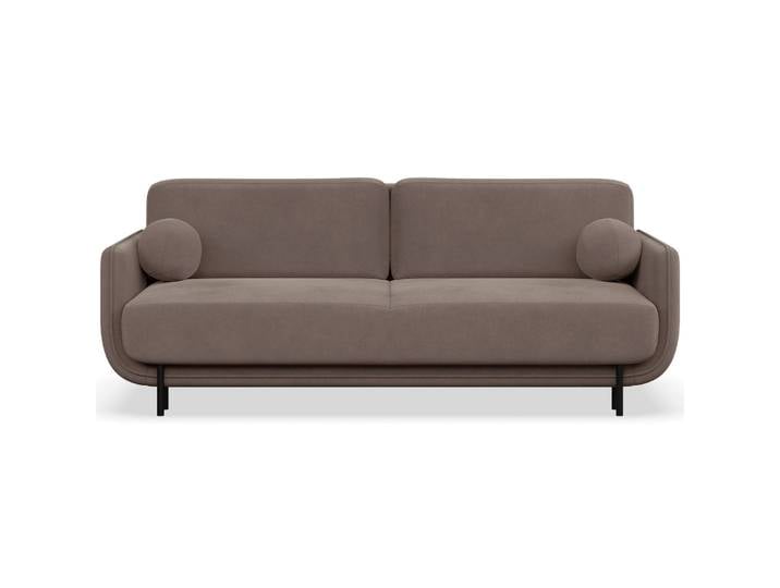 Dreisitziges ausklappbares Sofa Ovals hellbrauner Samt