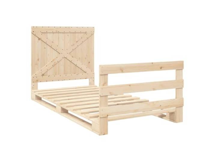 KTHLBRH Bettgestell aus massivem Kiefernholz, 100 x 200 cm Robuster Lattenrost, funktionales Kopfteil, Rückenstütze, Matratze nicht im Lieferumfang enthalten