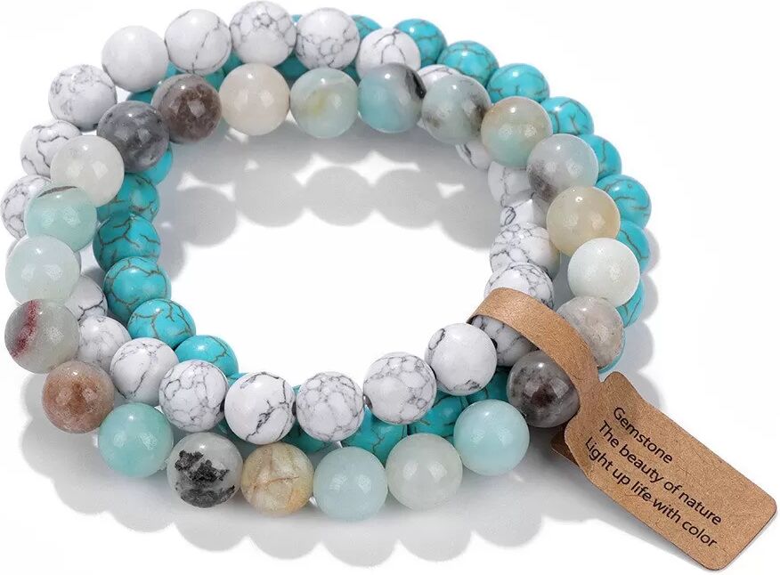 INF Ensemble de Bracelets de Perles en Pierre Volcanique - Bracelet Élastique Multicolore (3 pièces)