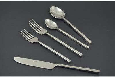 Vibhsa Silver Hammered Stainless Steel Flatware Set, 20-Piece Service for 4