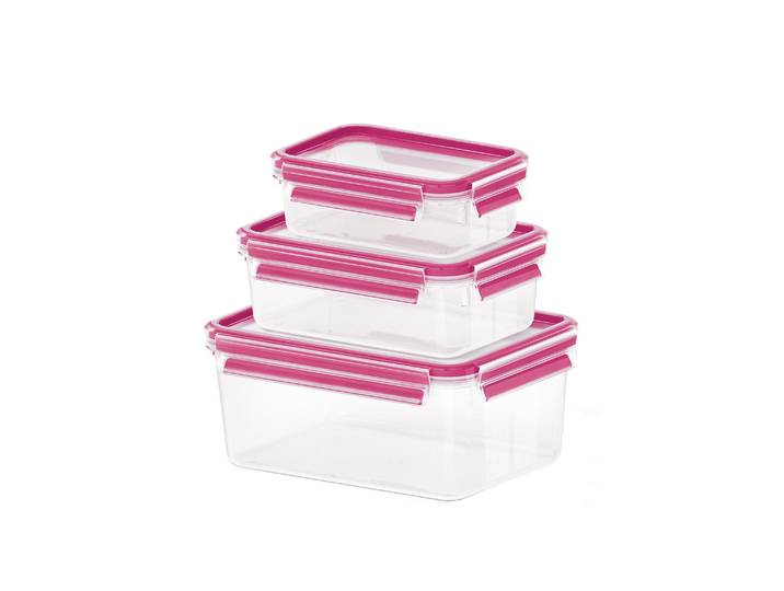 Frischhaltedose EMSA Clip & Close , pink (transparent, himbeere), Kunststoff, Lebensmittelaufbewahrungsbehälter, Frischhaltedose, 0,55/1/2,2L, auslaufsicher, hygienisch, innovative Deckeltechnologie