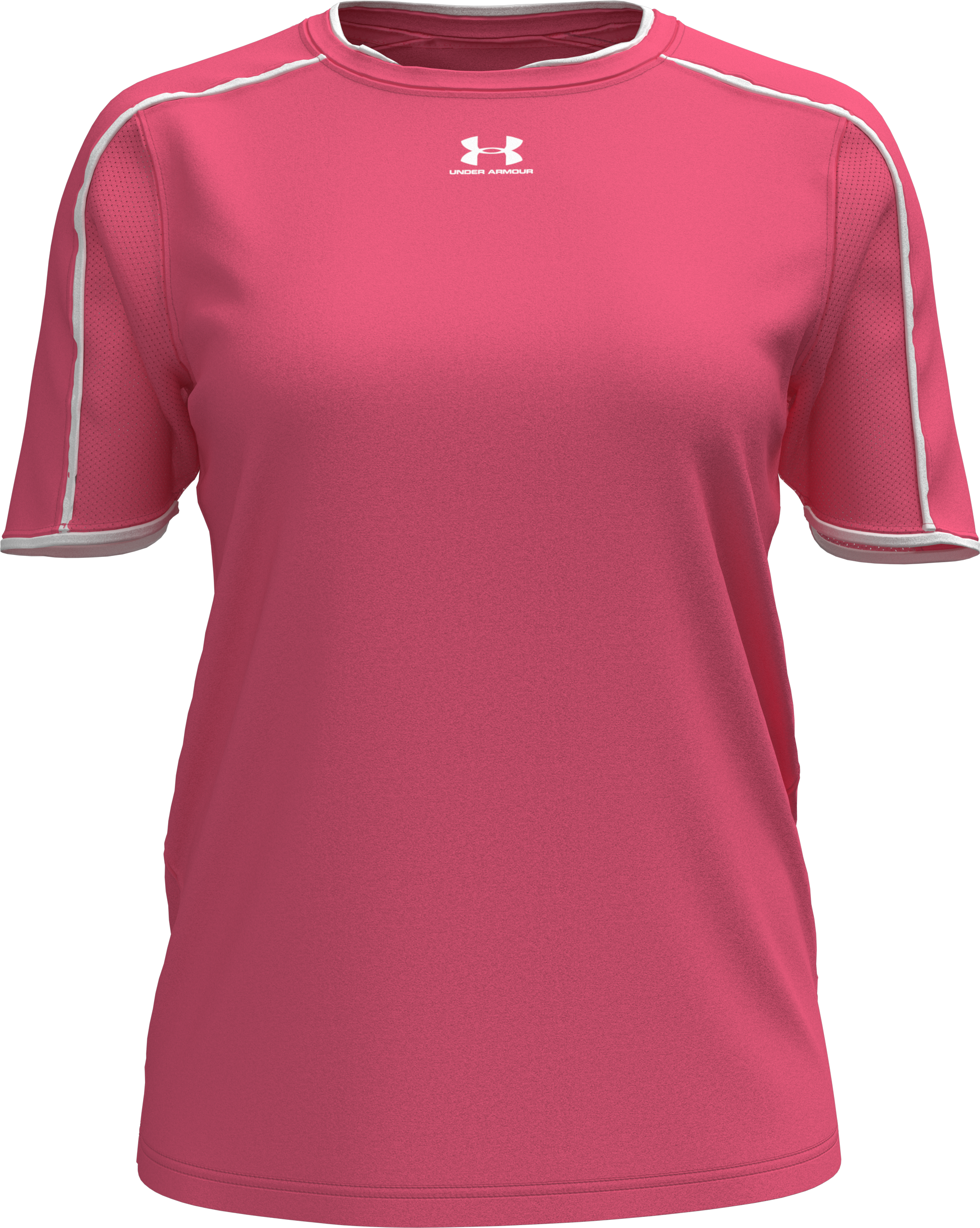 Trainingsshirt UNDER ARMOUR "UA W CH. TRAIN SS", Damen, Gr. XL, pink (super pink,, weiß), Obermaterial: 100% Polyester, Shirts Trainingsshirt, für Fussball geeignet, atmungsaktiv, leicht, schnell trocknend super pink,, weiß XL