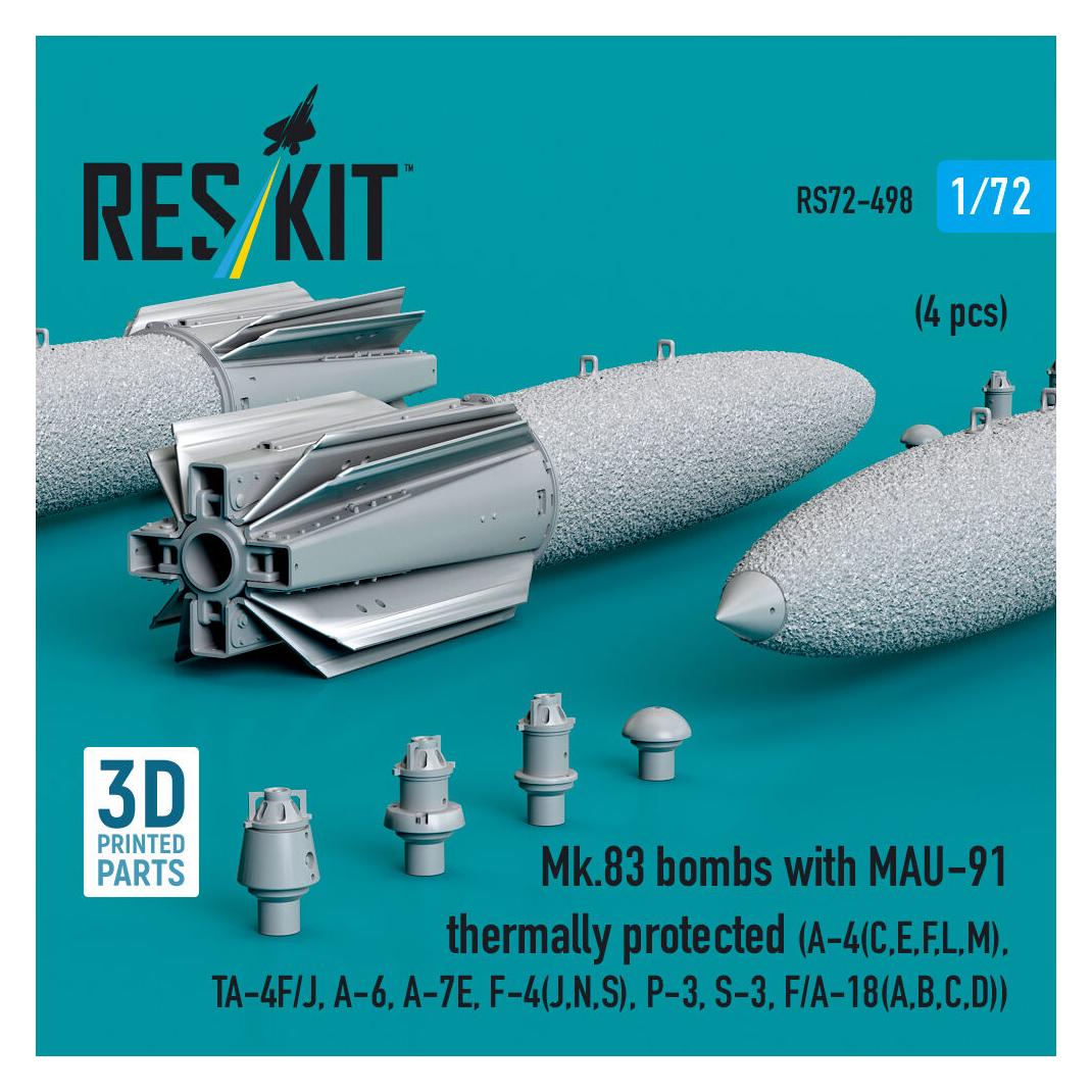 ResKit Mk.83 bombs with MAU-91 thermally protected (4 pcs) (A-4E, A-4F, B-52G/H) (3D printed) (RS72-0498)