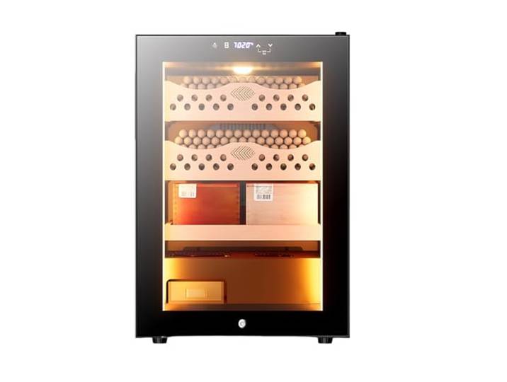 Lissontine Humidor Zigarren Schrank Mit Zedernholz Und LED-Anzeige, Intelligenter Elektronischer Zigarrenschrank Mit Touch-Bedienung, Leise & Energieeffizient 50Lx300Counts