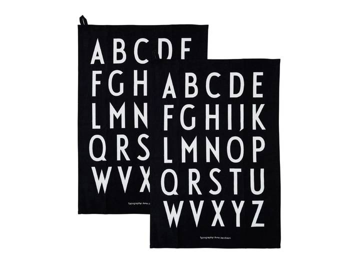 Design Letters - Classic Geschirrtuch, schwarz (2er-Set)