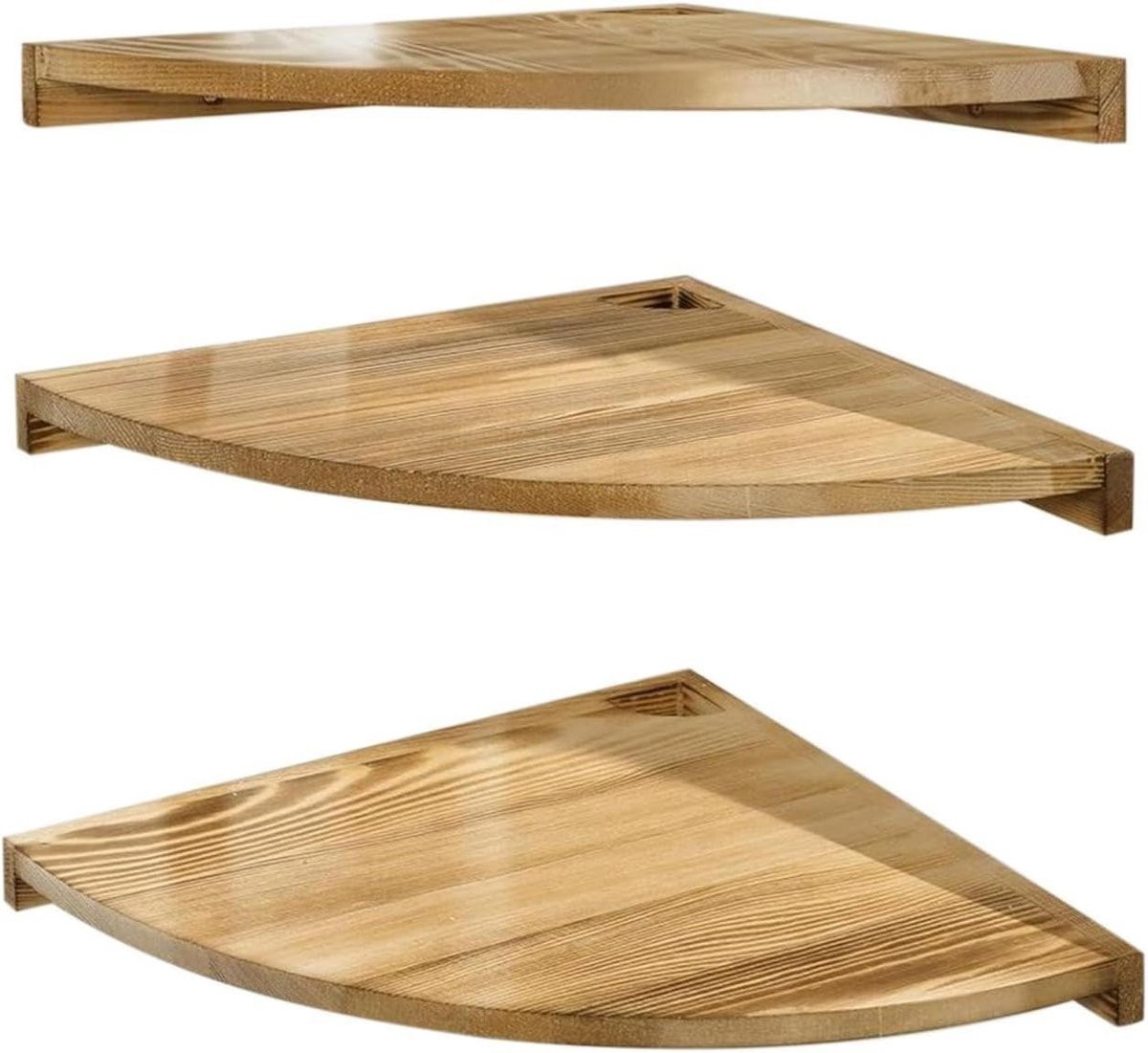 Rustieke houten hoekplank - Zwevend wandrek voor in de keuken, badkamer of woonkamer - Hoogte: 31 cm