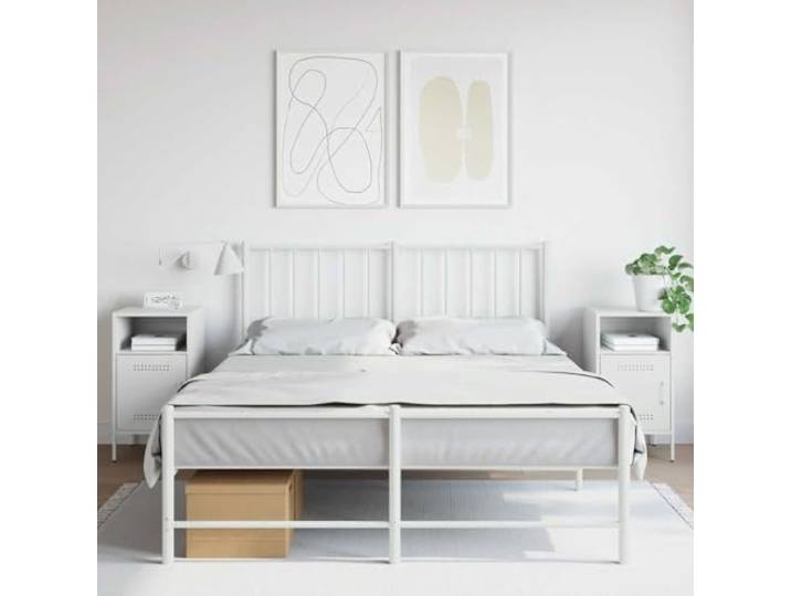 HEFZGDB Industrie-Stil Nachttische 2 STK. Weiß 36x39x68 cm Stahl Metallschrank mit Stauraum und verstellbaren Füßen