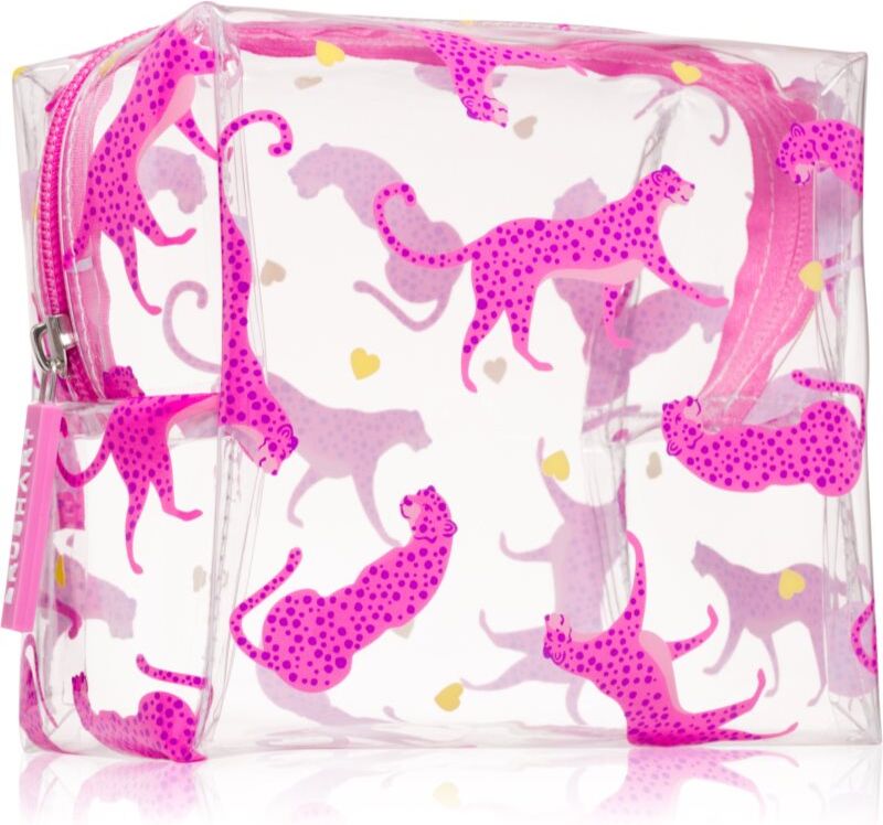 BrushArt Accessories Transparent cosmetic bag transparent makeup bag Cheetah in love 15 x 14 x 9 cm 1 pc
