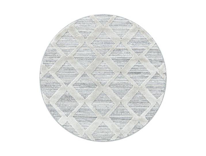 Teppium Rond Tapis Scandinave crème 200 cm Rond Poils Longs Design Bohème 3D Confort Doux et Moelleux