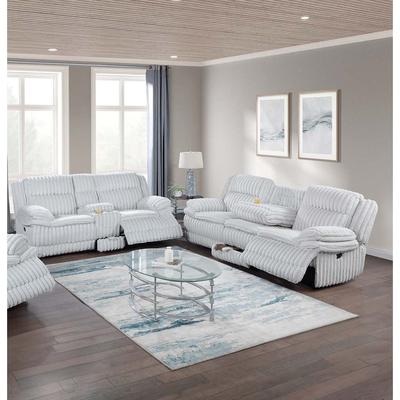Esofastore Light Gray Finish 2pc Manual Sofa Set Built In USB Port Pillow Armrest