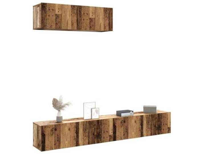 HEFZGDB TV Wandschrank Set 3 Stück Altholz Optik 100x30x30 cm Holzwerkstoff Wandmontage Medienregal Stauraum
