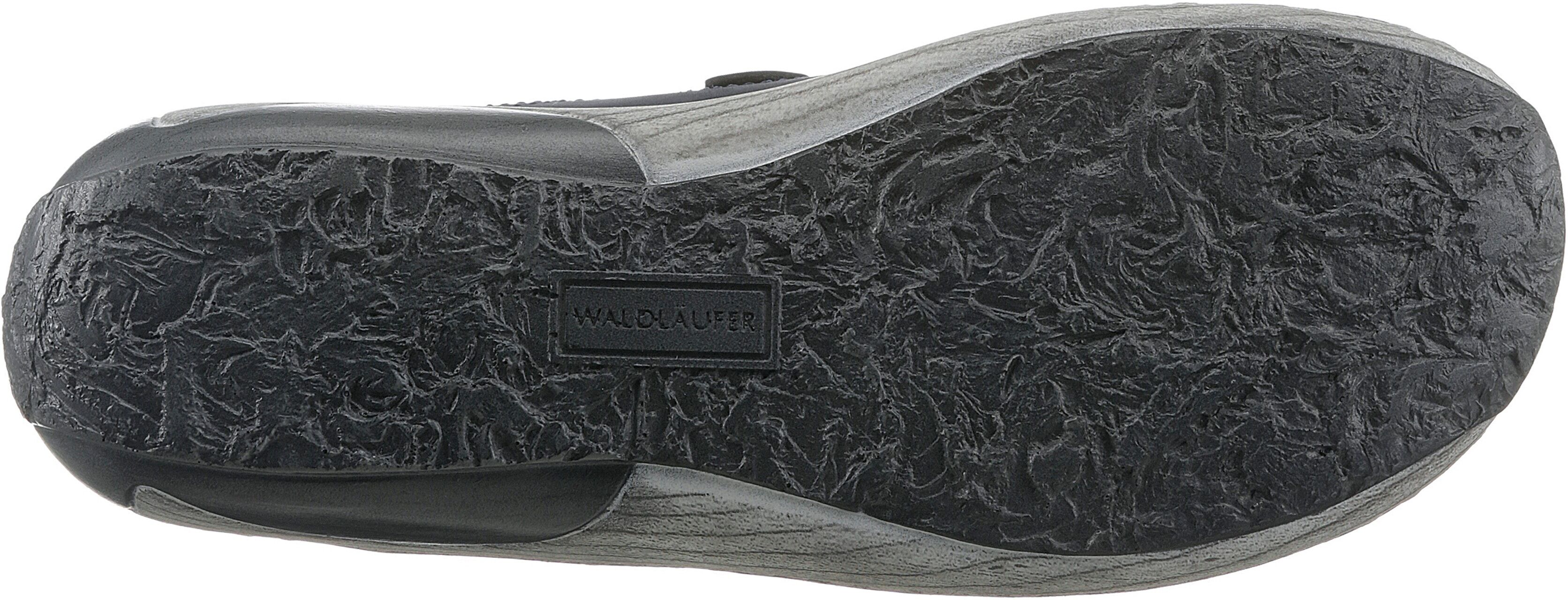 Pantolette WALDLÄUFER "GARDA", Damen, Gr. 3,5 (36), Leder, blau (dunkelblau), Nubukleder, Schuhe Pantolette, Keilabsatz, Sommerschuh, Schlappen mit Schmuckapplikation, Weite G dunkelblau 3,5 (36), Leder