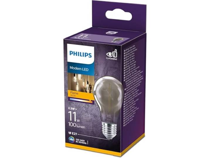 Philips LED-lamp - Warmwit licht - E27-11 W - Zwart - Energiezuinige LED-verlichting - Decoratieve filament lamp