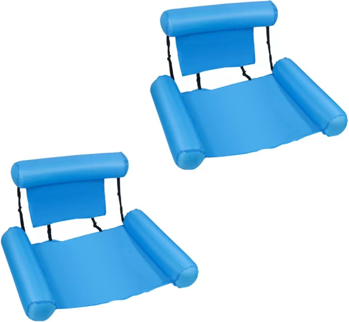 INF Aufblasbare Pool-Liege 2-teilig – Hochbelastbare PVC-Sonnenliege für Erwachsene mit Netzhängematte, dreirohr-gestreiftes