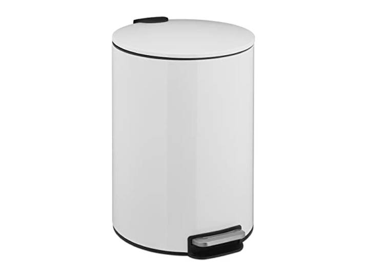 Relaxdays Poubelle à pédale\, 12 L\, Seau intérieur Amovible\, métal\, Poubelle de Bureau\, Dimensions : 38x26x30 cm\, Blanche