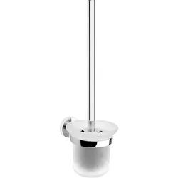 WC Bürstengarnitur Eight mit Wandhalter Glas rund milchig Messing verchromt Evenes