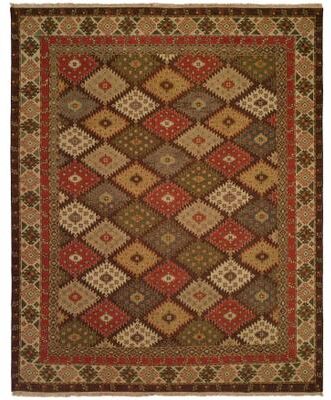 KALATY Traditional Multi-Colored Flatweave Wool Area Rug