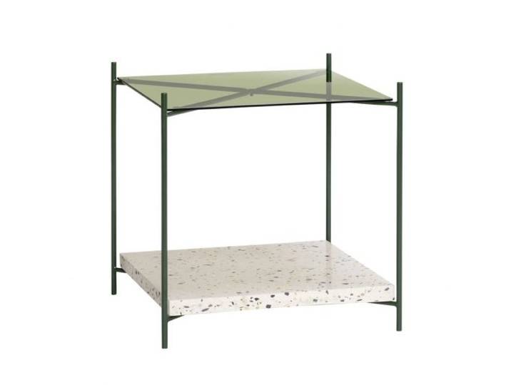 Hubsch Bijzettafel terrazzo/glas - naturel/groen