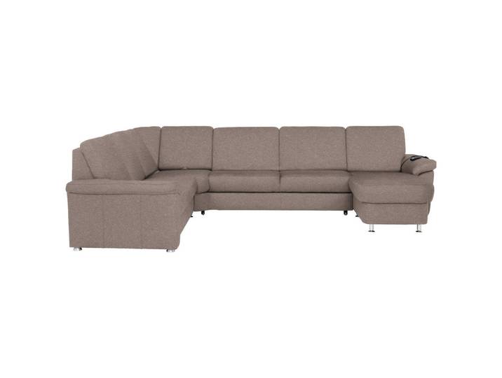 Beldomo System Wohnlandschaft, Graubraun, Metall, 6-Sitzer, U-Form, 336x240 cm, Typenauswahl, Fußauswahl, Stoffauswahl, seitenverkehrt erhältlich, Hocker individuell planbar, Wohnzimmer, Sofas & Couches, Wohnlandschaften, Wohnlandschaft U-Form