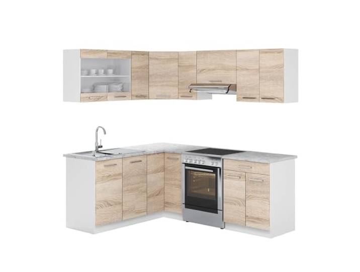 Vicco Eckküche R-Line, Sonoma/Weiß 207 x 167 cm