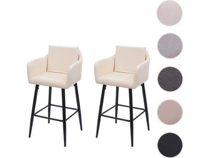 2x Tabouret de bar HWC-H93 similicuir crème beige