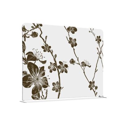 SHOWDOWN Displays Showdown Textil Raumteiler Basic - 150-150 Doppel Abstrakte Japanische Kirschblüte - Braun - Silberner Rahmen