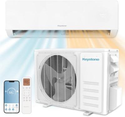 Keystone Core 9,000 BTU 400 Sq. Ft. Mini Split AC & Heat Pump, Energy Star, Voice & App Control, Indoor & Outdoor Unit, 115V