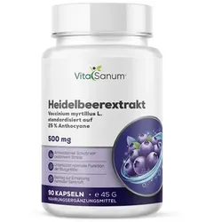 VitaSanum® Heidelbeerextrakt (Vaccinium myrtillus L.) – 500 mg Tagesportion (1 Kapsel)