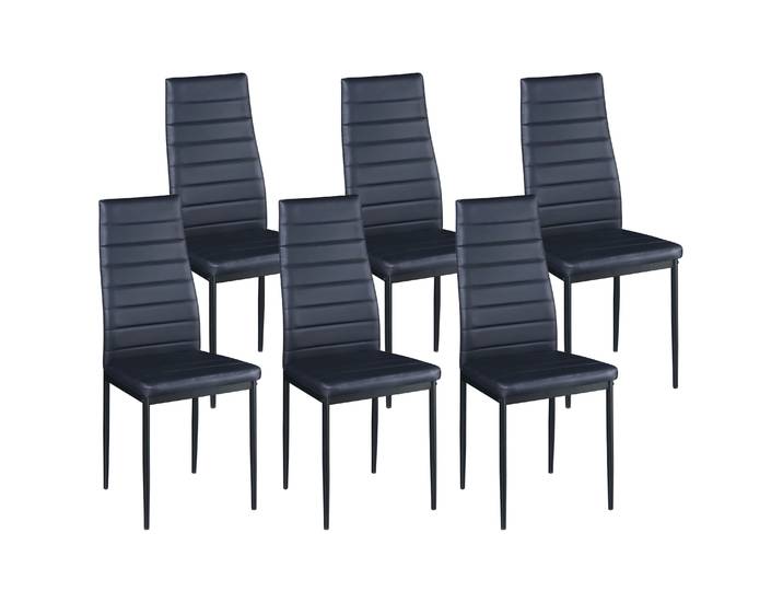 Esszimmerstuhl Leder TIM 6er Set schwarz