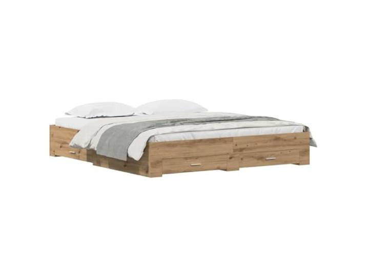vidaXL Bettrahmen Artisan-Eiche 180 x 200 cm Holzwerkstoff Eingebaute Schubladen für eine einfache Organisation, Hergestellt aus hochwertigem Holzwerkstoff,