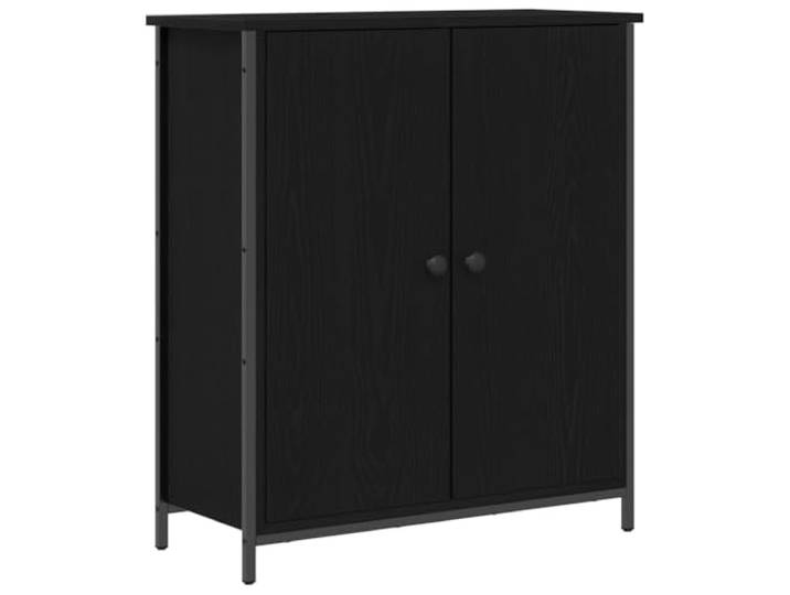 GFMGUEMV Sideboard Schwarz Eichen-Optik 70x30x80 cm Holzwerkstoff Stauraum, Esszimmer, Wohnzimmer, Stahlbeine, Stahlgriffe