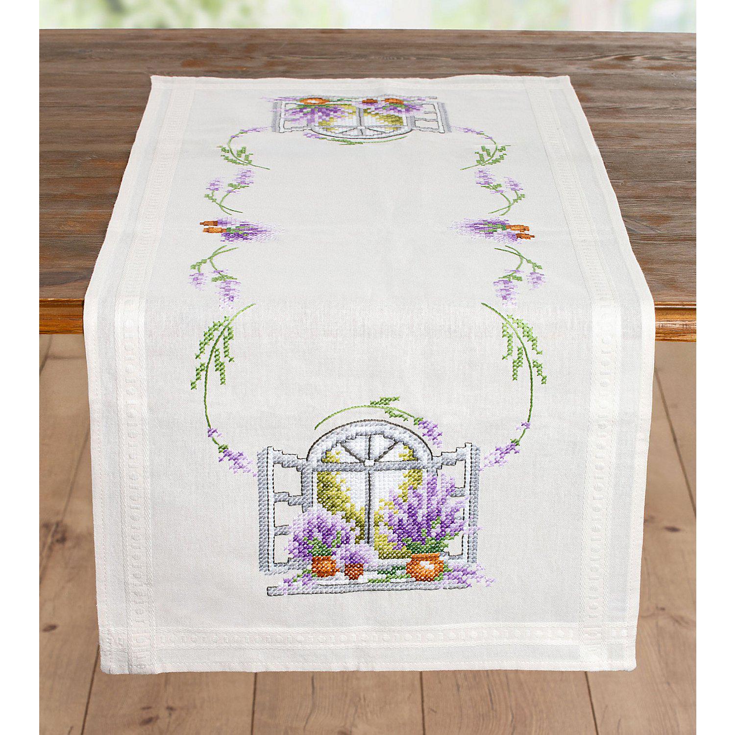 Stickläufer "Lavendel-Fenster"