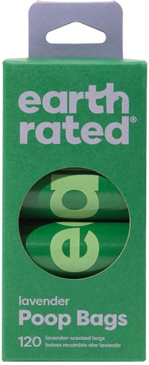Earth Rated Sacchetti Igienici per Cani Extra Resistenti Profumati alla Lavanda 8 Rotoli 120 Sacchetti 23 x 33 cm
