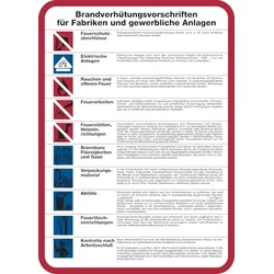Aushang, Brandverhütungsvorschriften für Fabriken und gewerbliche Anlagen - 300x420x1.5 mm Kunststoff