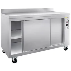 Beheizter Unterschrank aus Edelstahl 1600x700 mm mit PREMIUM-Rollen ausgestattet - GOLDINOX