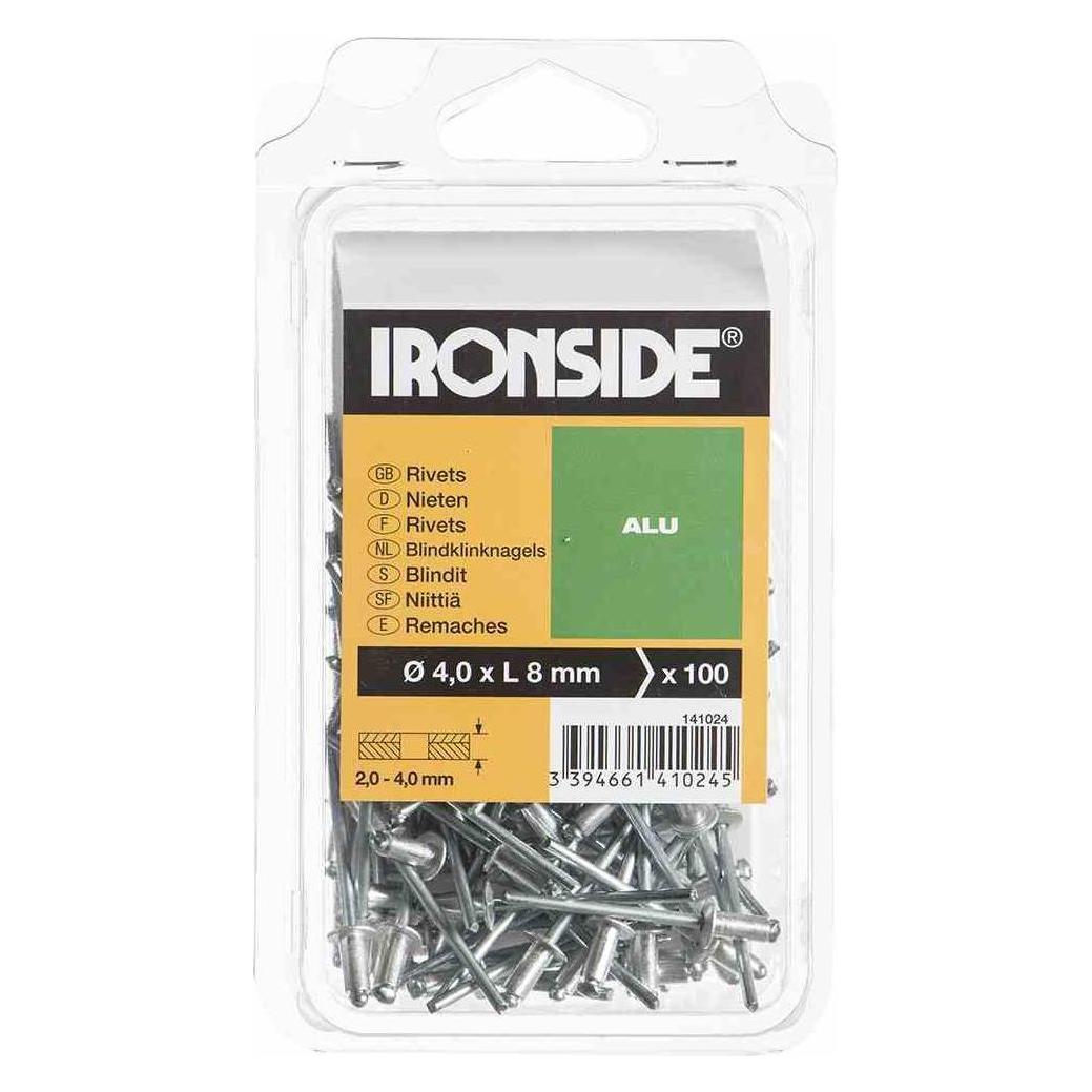 Ironside Blindnieten 4,0 x 8 mm Aluminium, Verpackungsinhalt: 100 Stück (141024)