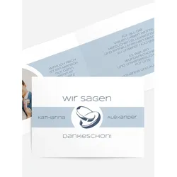 Dankeskarten Hochzeit selbst gestalten mit Spruch und Fotos im Onlinedesigner bei Meine-Kartenmanufaktur.de