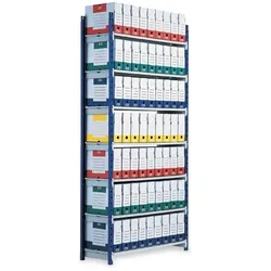 Paperflow, Kellerregal, Lagerregal RANG"ECO Grundelement blau grau Korpus und Gitterböden aus Stahl