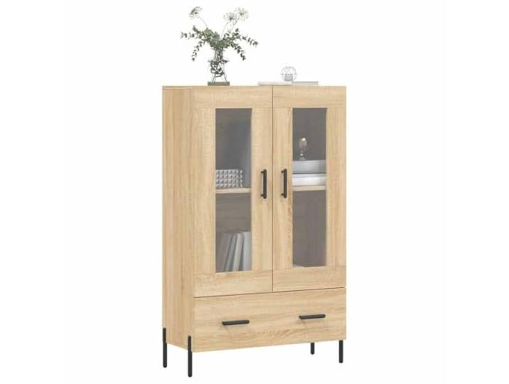 KTHLBRH Sideboard Eiche Sonoma 69,5 x 31 x 115 cm Holz mehrschichtig Glastüren, Metallbeine, großer Raum, Ausstellungsfläche, modernes Design