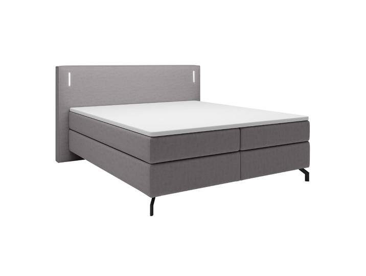 Kontinentales Bett Lanko 140x200 cm mit Topper und Beleuchtung,
