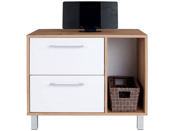 Kommode mit Soft-Close B 75cm Box, Artisan Eiche Dekor/Weiß