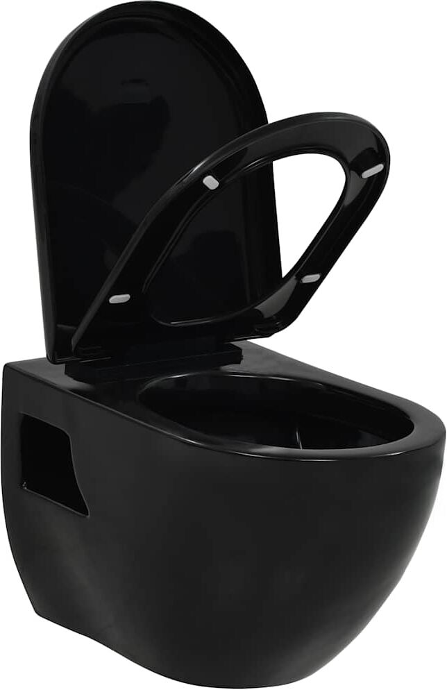 vidaXL Toilette murale Céramique Noir